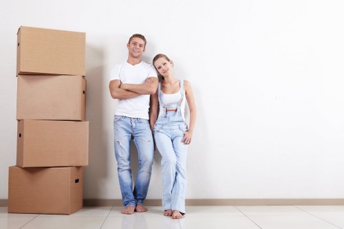 Packed moving boxes and household items prepared for Brent removals