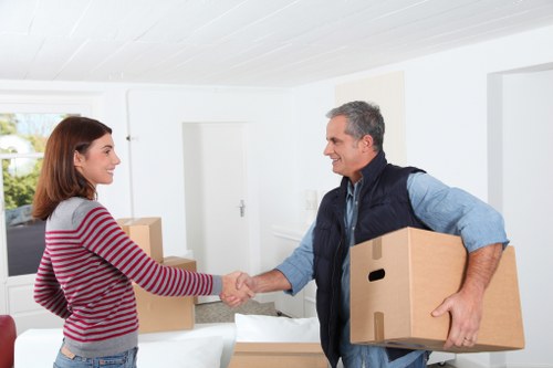 Office relocation items packed for transport in Brent