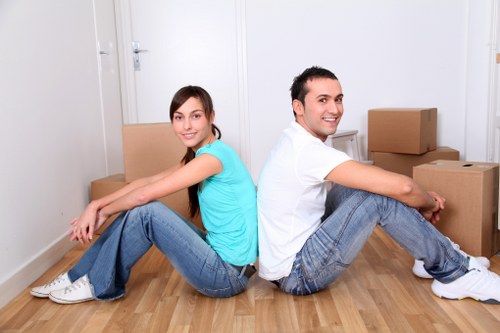 Office furniture and equipment prepared for a Brent business move