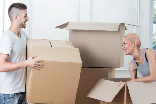 Brent office relocation team arranging desks and equipment in a new workplace